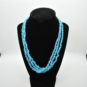 3 Strand Turquoise Chip Bead Necklace